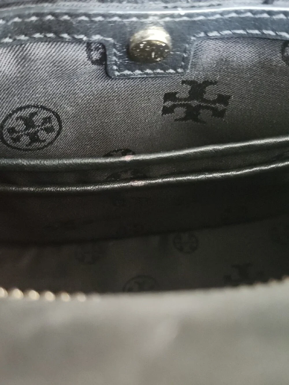 Tory Burch Black Leather Top-Handle Satchel with Gold Hardware